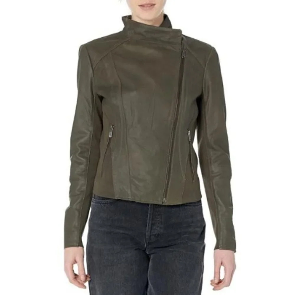 Andrew Marc New York Xsmall Women's Lightweight Asymmetrical Leather Jacket